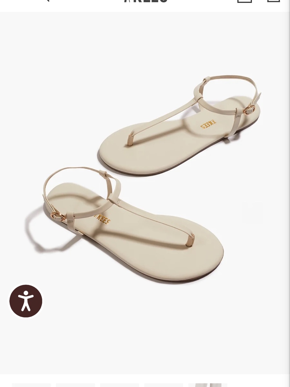 TKEES Mariana Cream T-Strap Leather Sandals with Adjustable Ankle Strap NWT